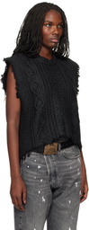 R13 Black Boyfriend Cable Sweater Vest