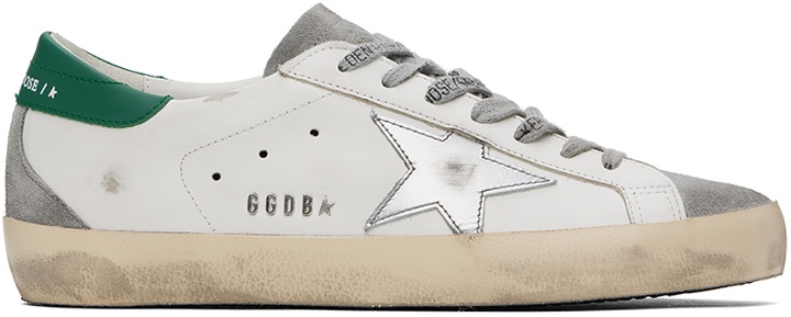Photo: Golden Goose White & Gray Super-Star Suede Sneakers