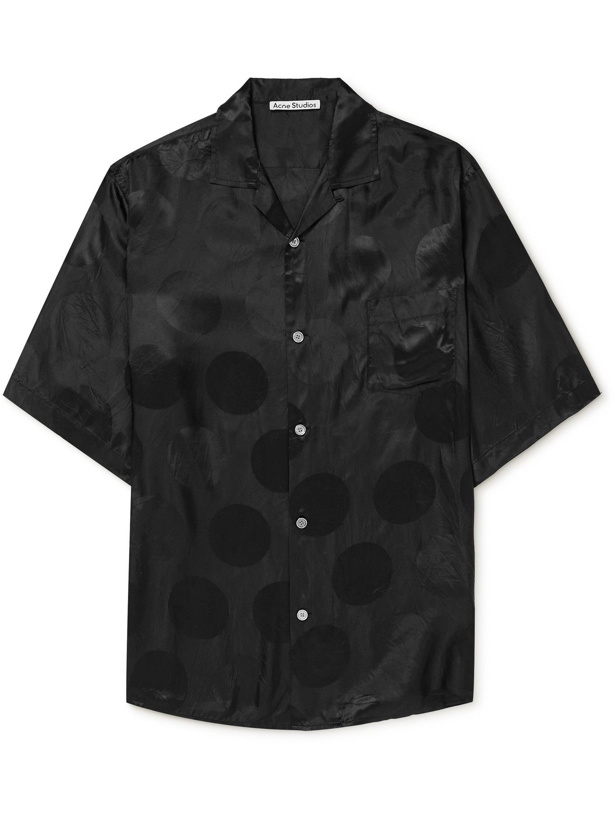Photo: Acne Studios - Oversized Convertible-Collar Satin-Jacquard Shirt - Black
