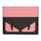 Fendi Pink and Black Bag Bugs Card Holder