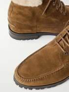 Manolo Blahnik - Sycamore Shearling-Trimmed Suede Boots - Brown