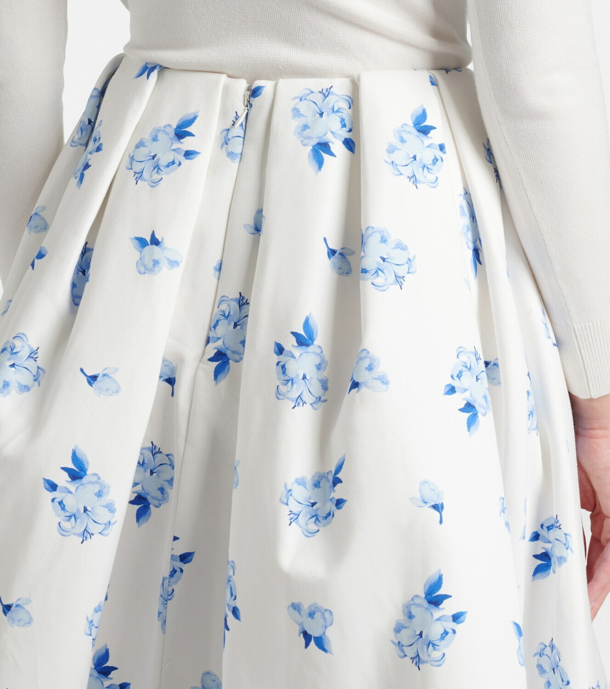Leo Lin Victoria floral pleated cotton maxi skirt
