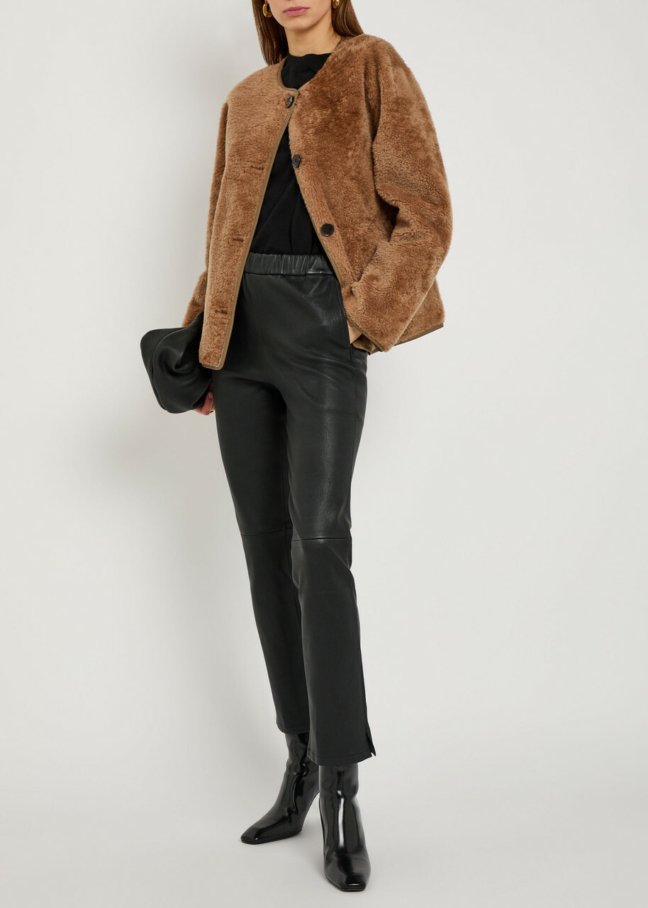 Arma Kamilla Slim-leg Leather Trousers Black