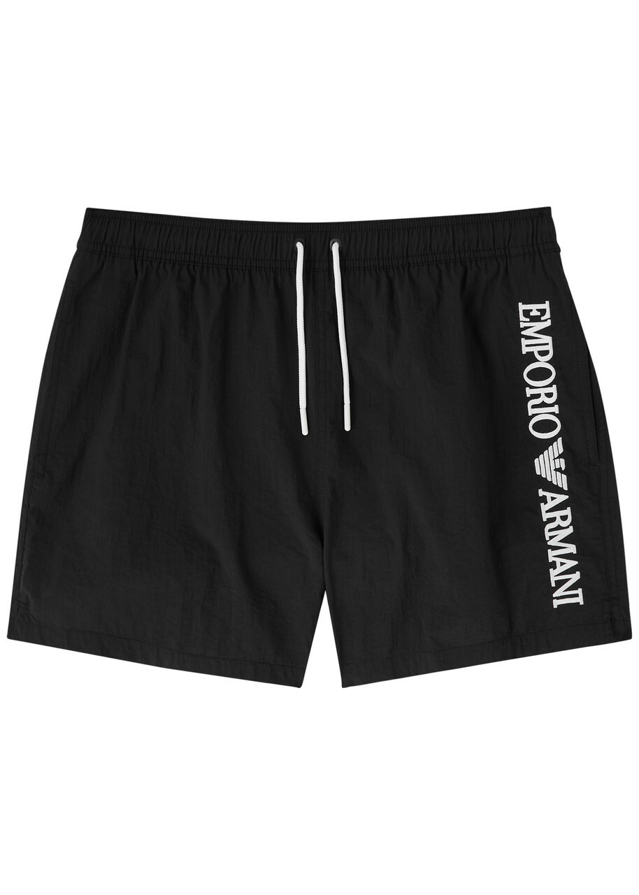 Emporio Armani Logo-embroidered Nylon Swim Shorts Black Emporio Armani