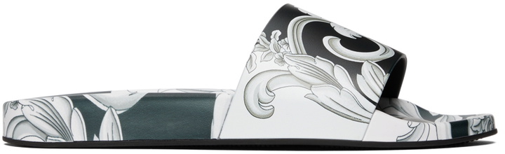 Photo: Versace Black & White Baroque Slides