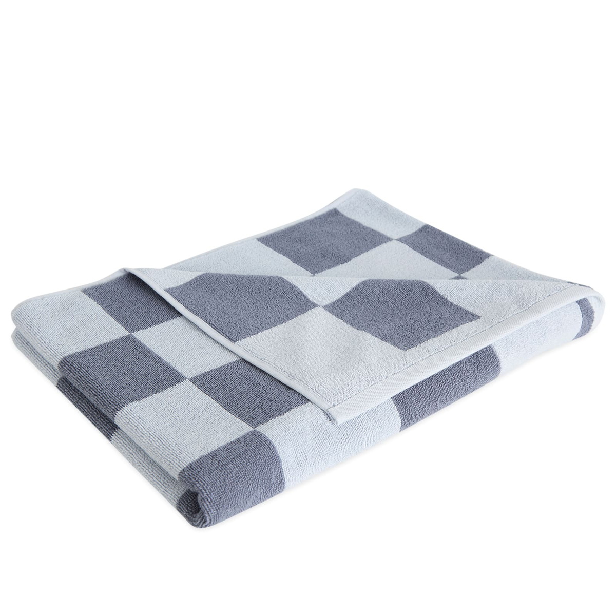 HAY Check Bath Towel in Steel Blue 