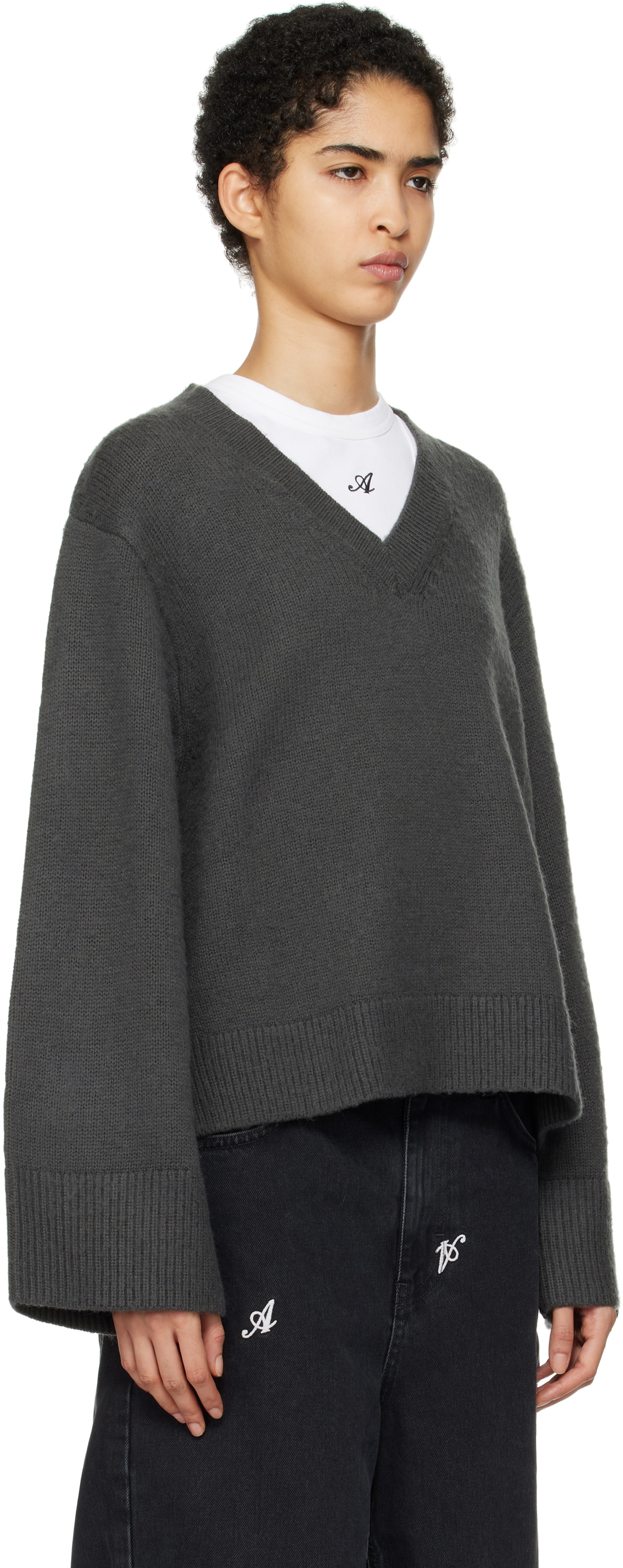 Axel Arigato Gray Rain V-Neck Sweater