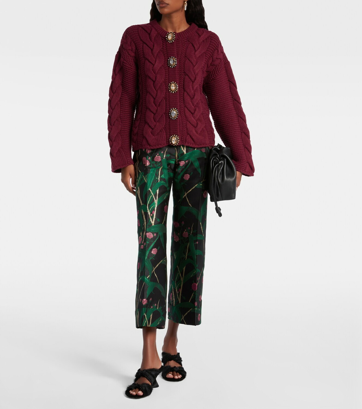 La DoubleJ Portrait embellished wool-blend cardigan