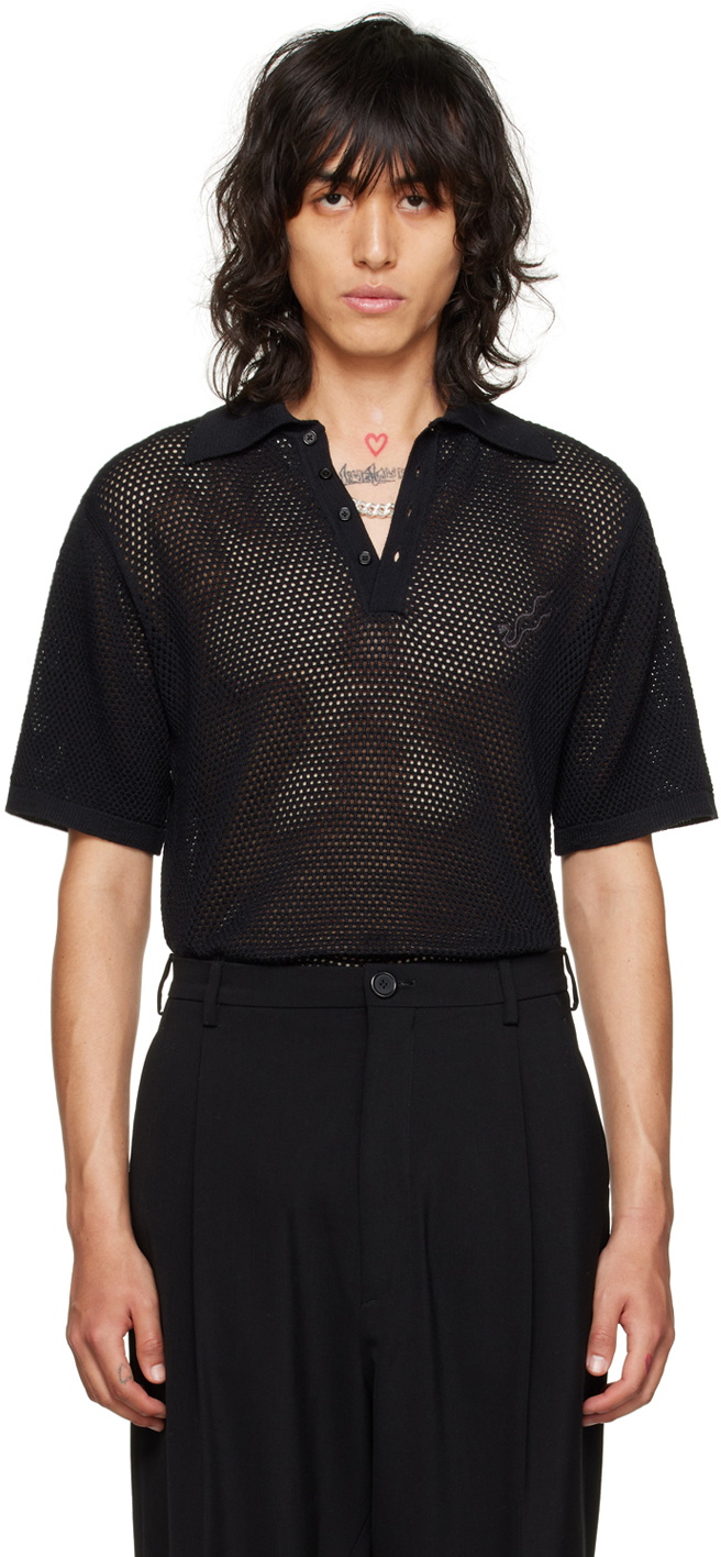 LU'U DAN Black Embroidered Polo
