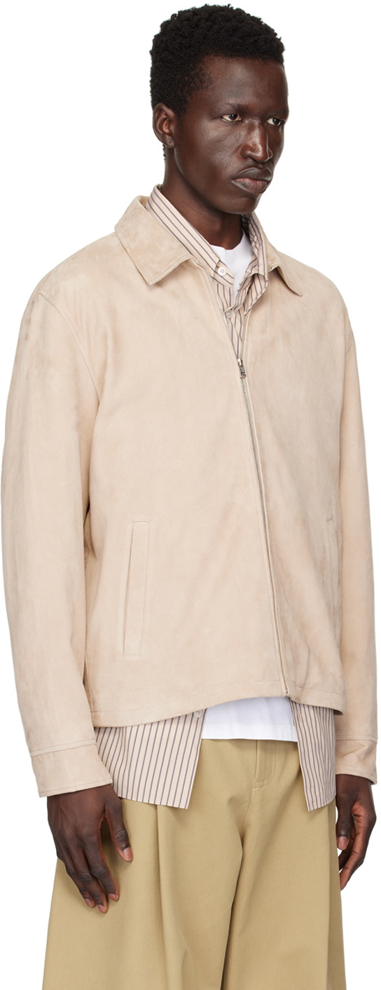 Theory Beige Hazelton Leather Jacket Theory