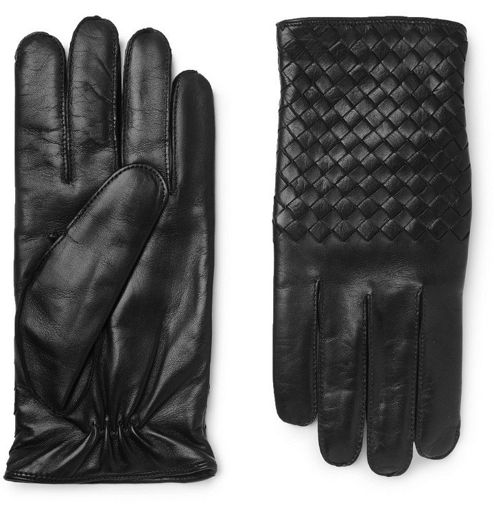 Photo: Bottega Veneta - Cashmere-Lined Intrecciato Leather Gloves - Men - Black