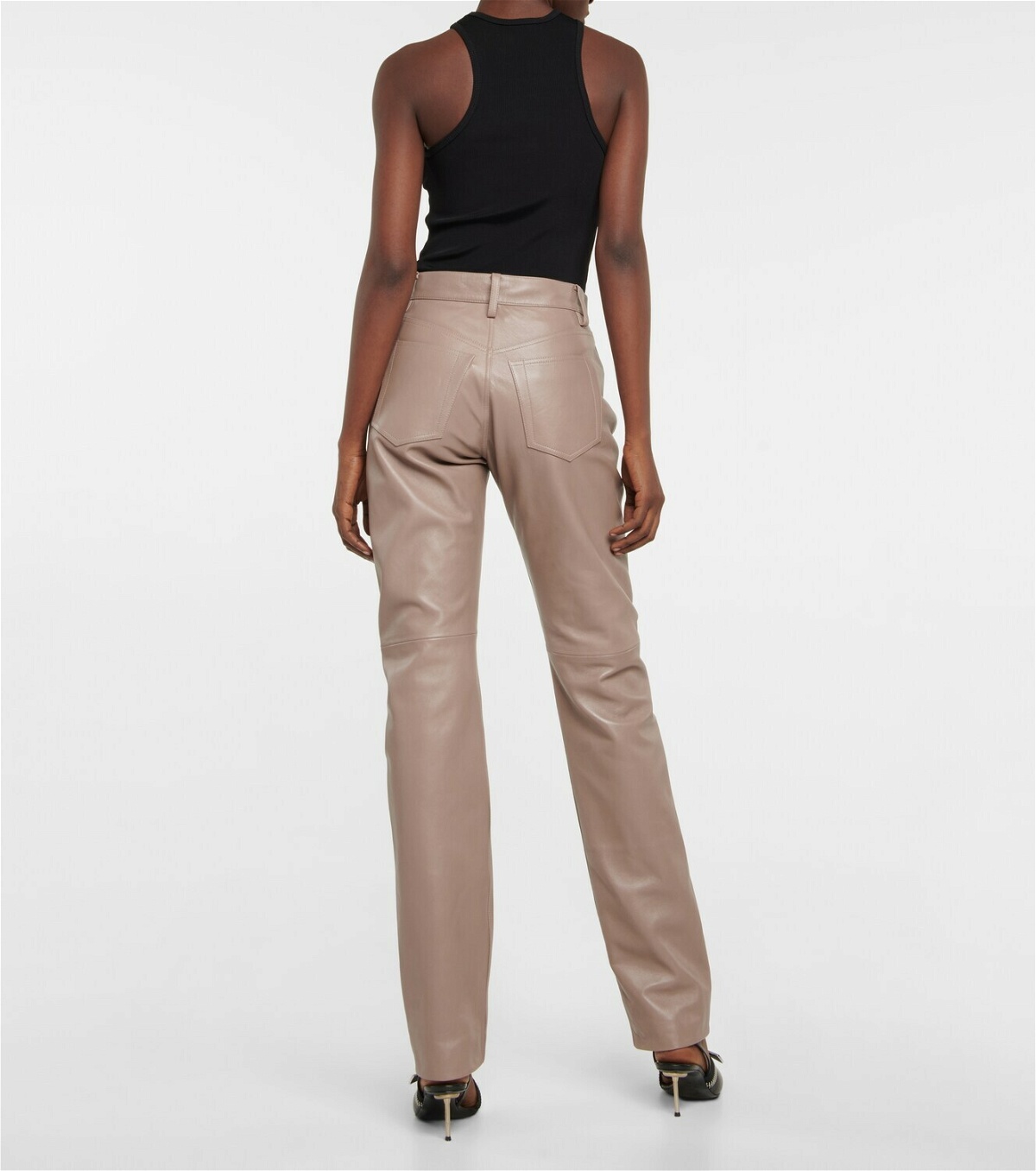 The Mannei Mid-rise leather pants