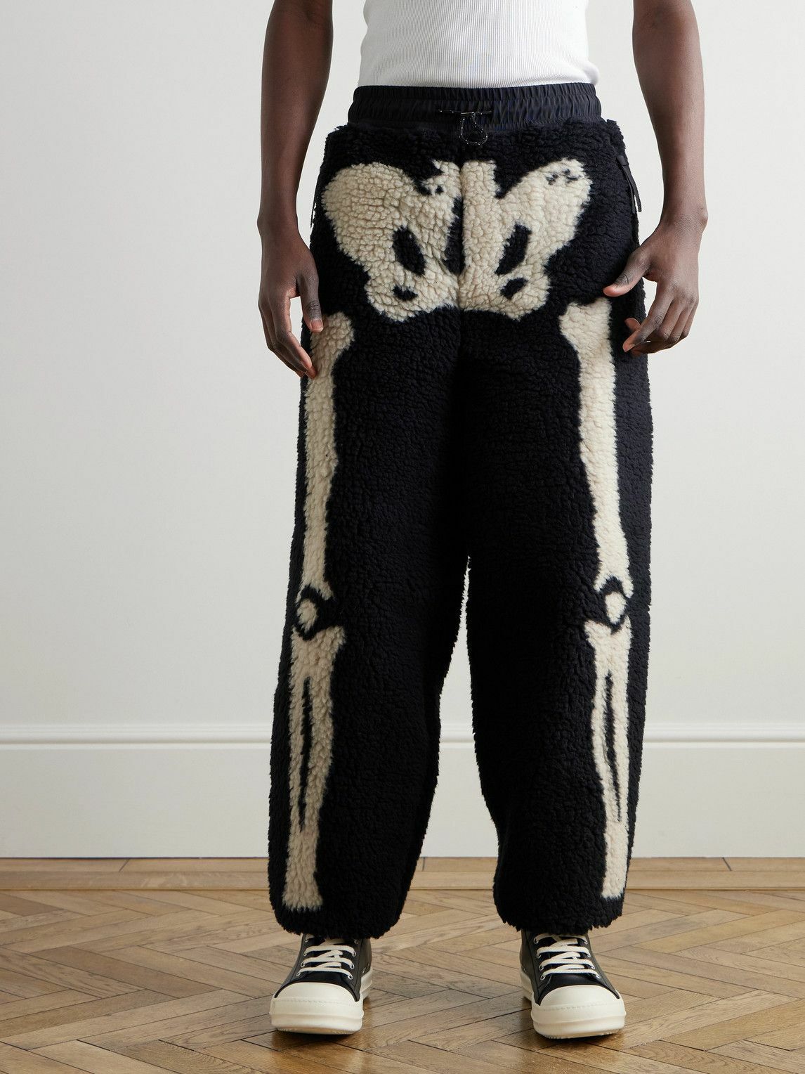 KAPITAL - Fleece -Jacquard Sweatpants - Black KAPITAL