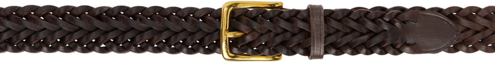 Photo: Drake's Brown Plaited Bridle Leather Belt