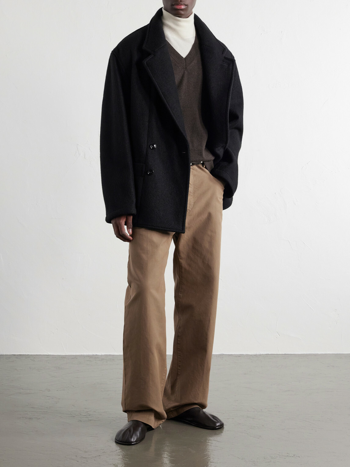LEMAIRE - Double-Breasted Wool and Alpaca-Blend Felt Coat - Black
