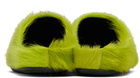 Marni Green Long Hair Calfskin Fussbett Slip-on Loafers