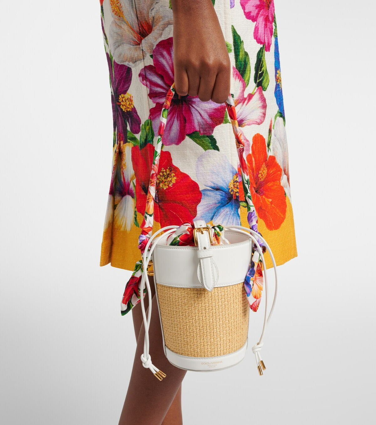 Dolce&Gabbana Secchiello Small raffia bucket bag
