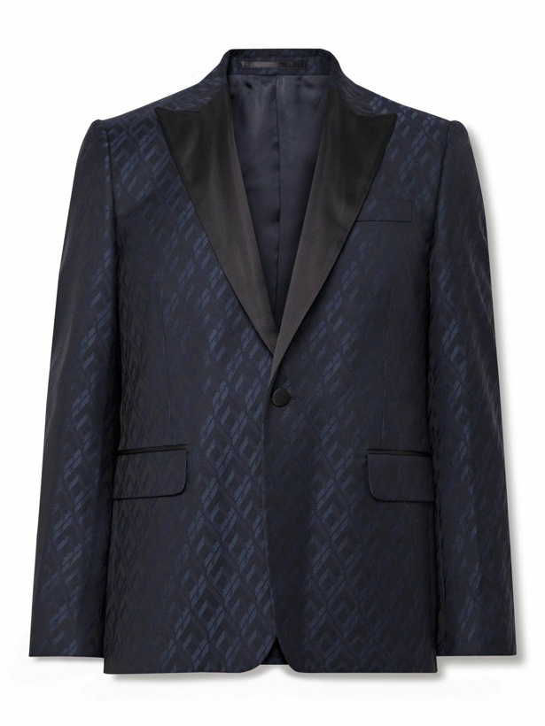 Photo: Paul Smith - Slim-Fit Satin-Trimmed Wool-Jacquard Tuxedo Jacket - Blue