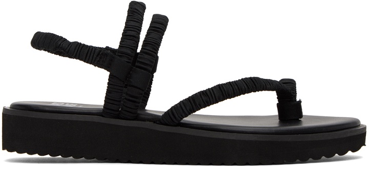 Photo: Pleats Please Issey Miyake Black Pleats Strap Sandals