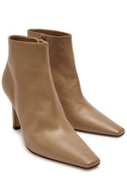 The Row Carla 80 Leather Ankle Boots Beige