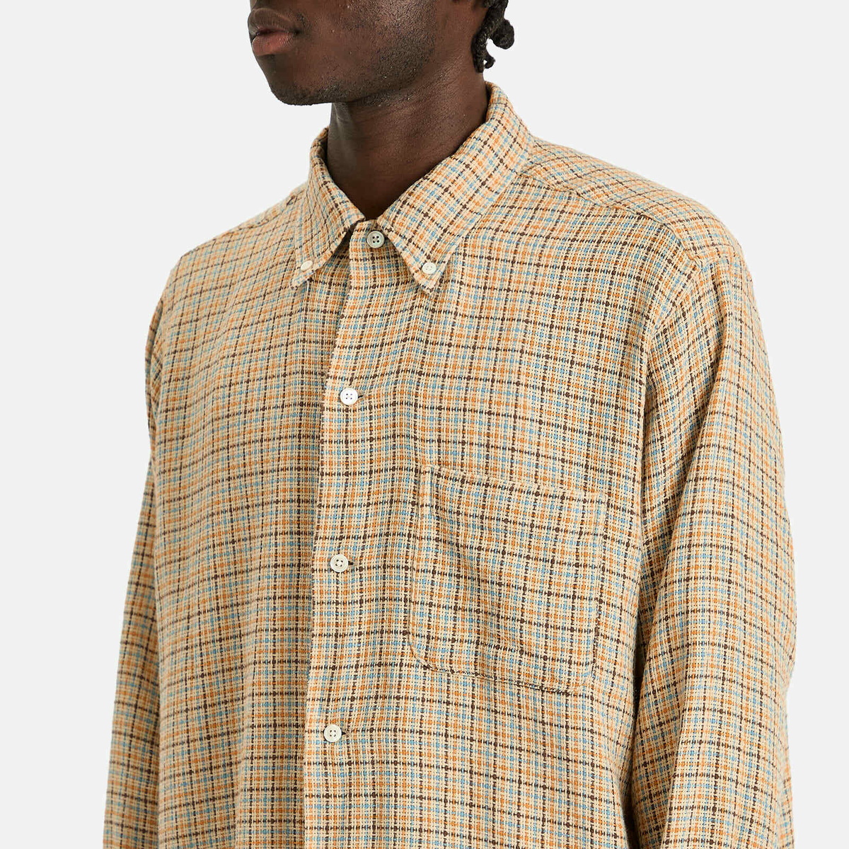Beams Plus Men's Gunclub Mesh Button Down Shirt in Beige