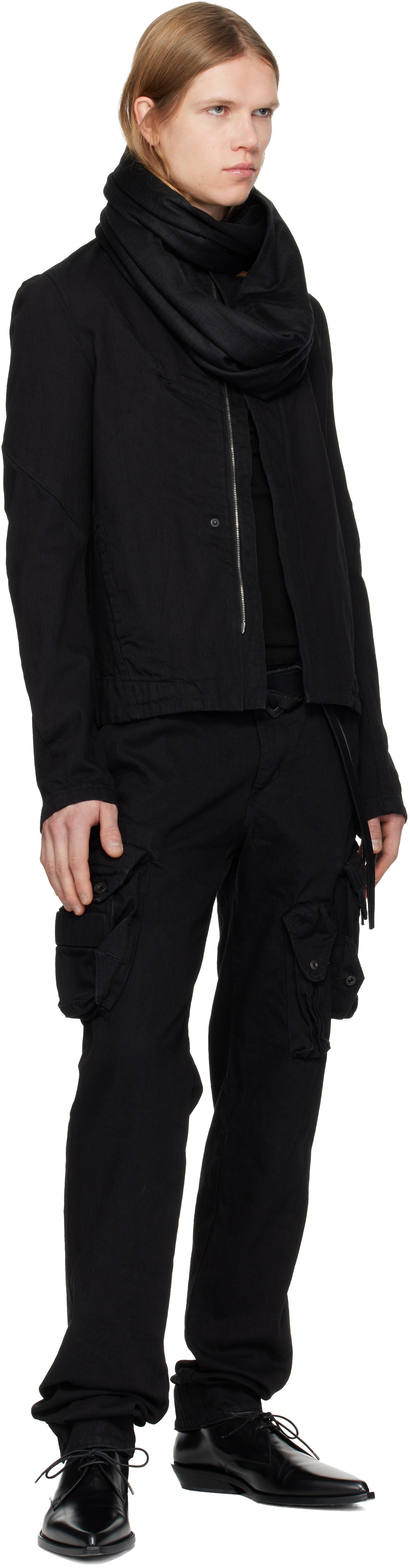Julius Black Layered Hoop Stole Scarf