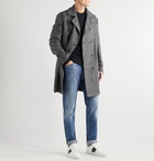 Incotex - Double-Breasted Herringbone Wool and Mohair-Blend Overcoat - Gray