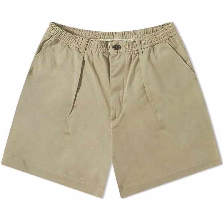 Photo: Universal Works Men's Pleated Track Short in Stone