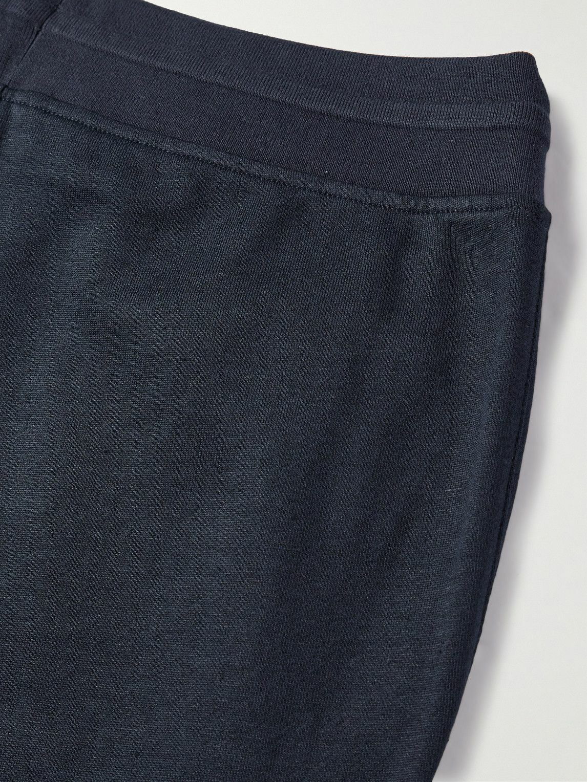 Loro Piana - Tapered Cotton and Linen-Blend Fleece Sweatpants - Blue ...