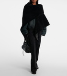 Balenciaga Shearling-trimmed leather scarf
