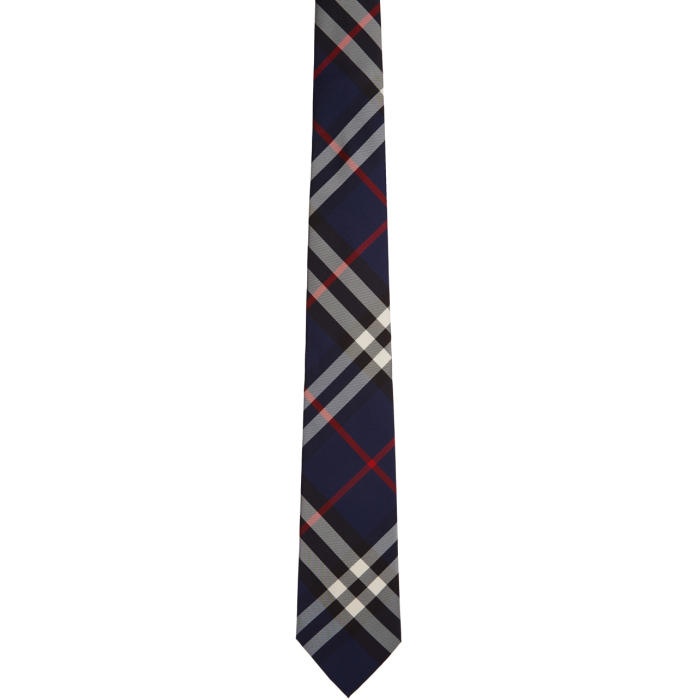 Photo: Burberry Navy Silk Classic Check Tie 
