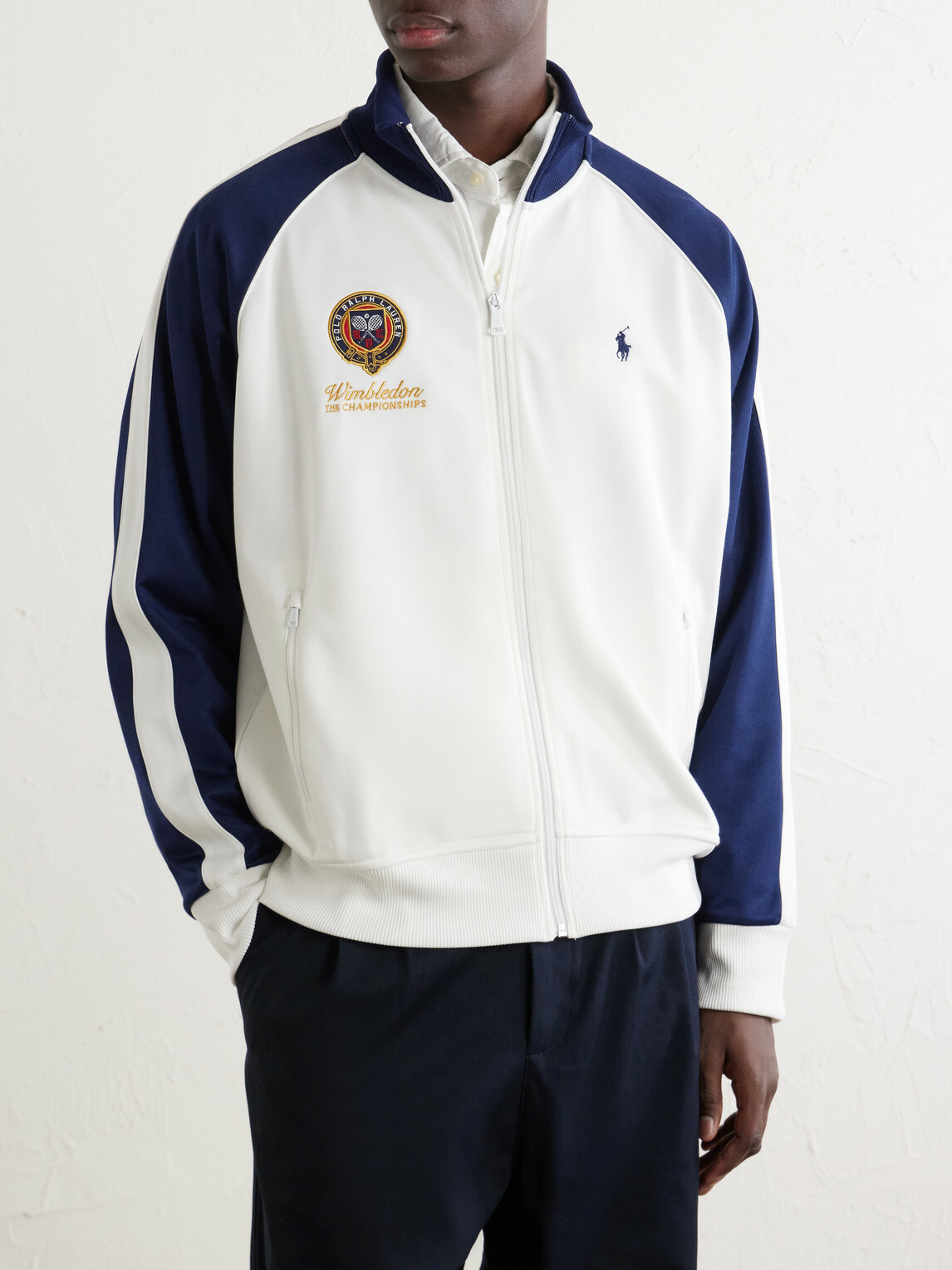 Polo Ralph Lauren - Wimbledon Logo-Embroidered Cotton-Blend Piqué Zip-Up Sweatshirt - White