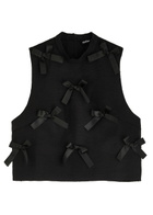 Sister Jane Birdie Bow-appliqué Cloqué Tank Black