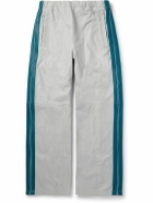 Marni - Straight-Leg Striped Leather Trousers - Gray