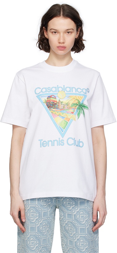 Photo: Casablanca White Afro Cubism 'Tennis Club' T-Shirt