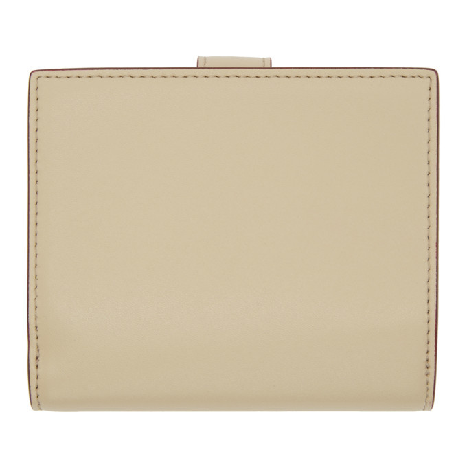 Fendi Beige and Pink Single Stud Compact Wallet Fendi