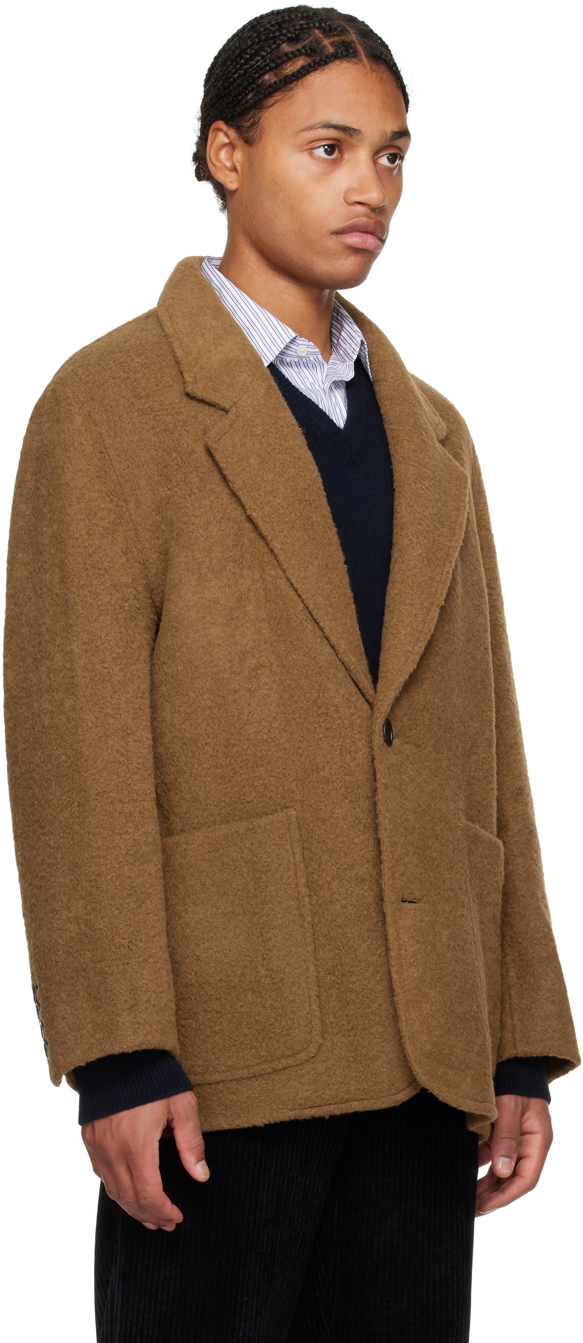 Solid Homme Tan Fleece Blazer