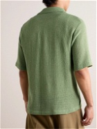 AMIRI - Camp-Collar Logo-Embroidered Metallic Cotton-Blend Shirt - Green