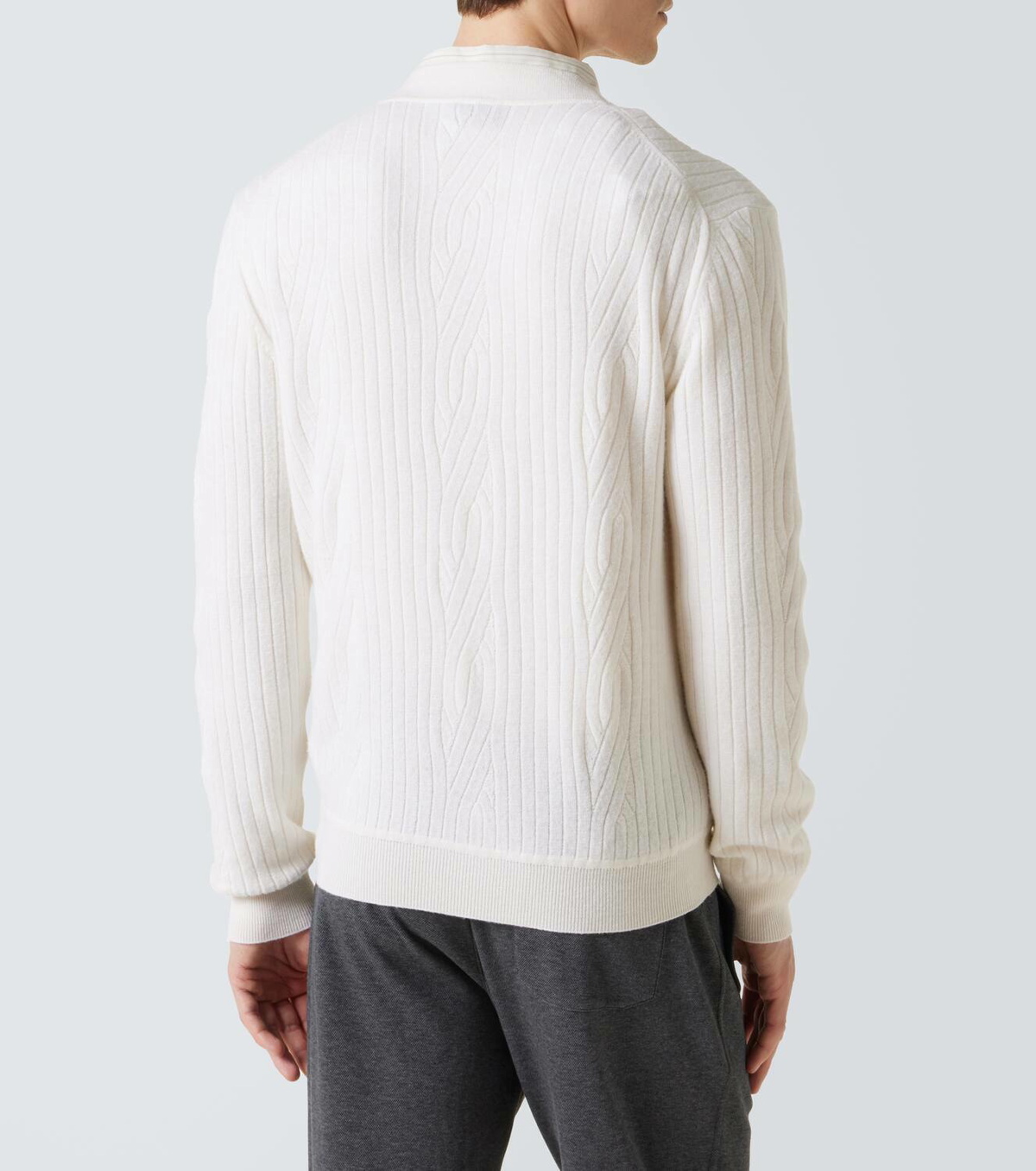Brioni Ribbed-knit wool and cashmere cardigan