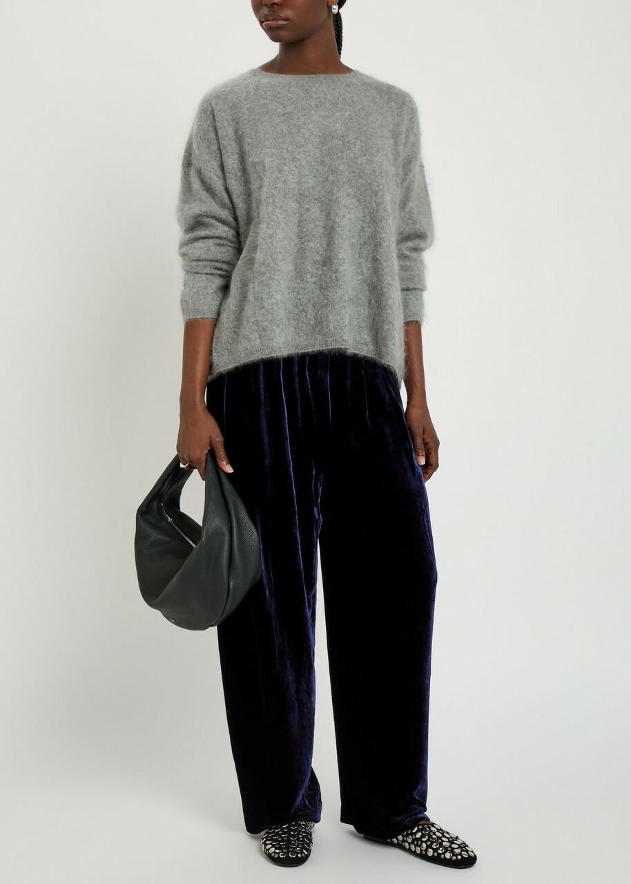 Eileen Fisher Straight-leg Velvet Trousers Dark Blue