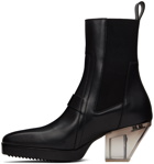 Rick Owens Black Heeled Silver Chelsea Boots