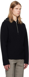 Courrèges Black Ribbed Wool Hoodie