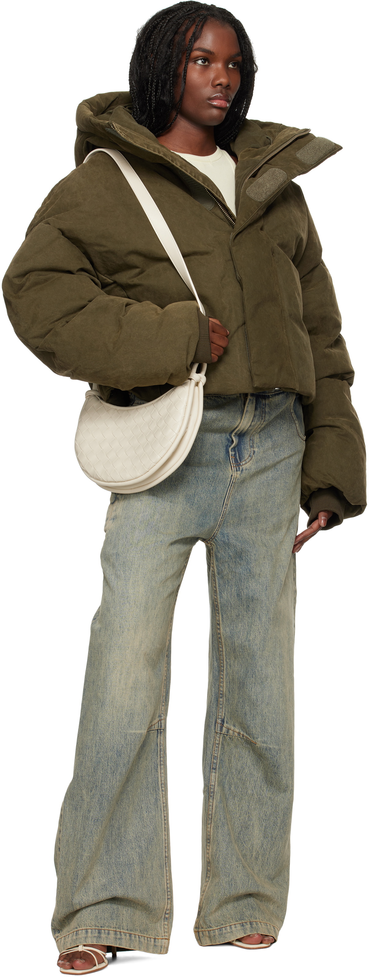 Entire Studios Khaki MML Hooded Puffer Down Jacket