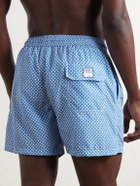 FEDELI - Madeira Straight-Leg Mid-Length Printed Swim Shorts - Blue