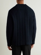 The Row - Danes Ribbed Wool Mock-Neck Sweater - Blue