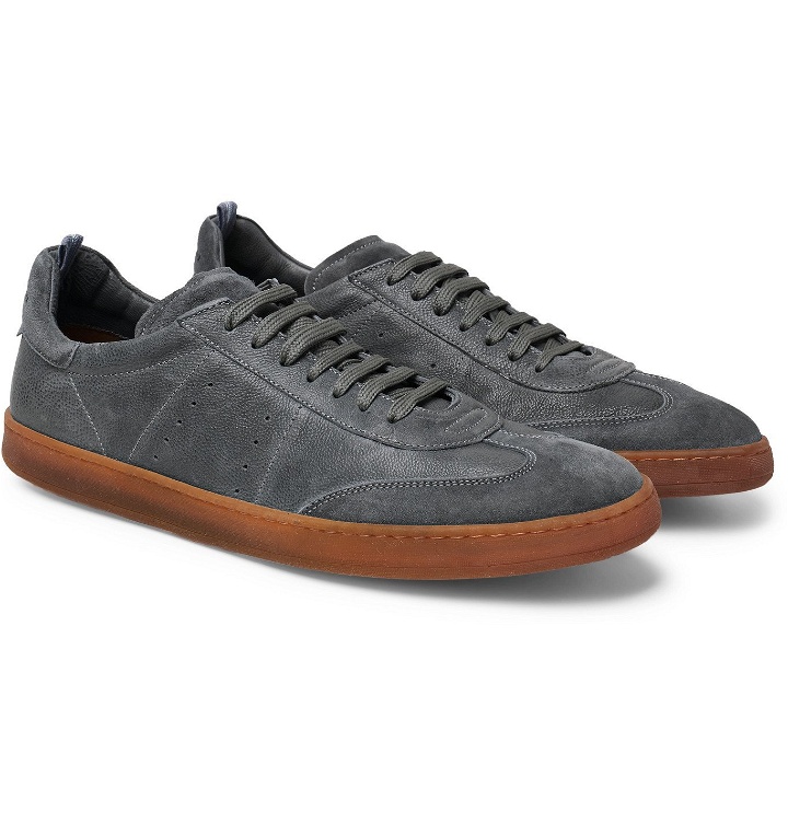 Photo: Officine Creative - Kombo Nubuck-Trimmed Leather Sneakers - Gray