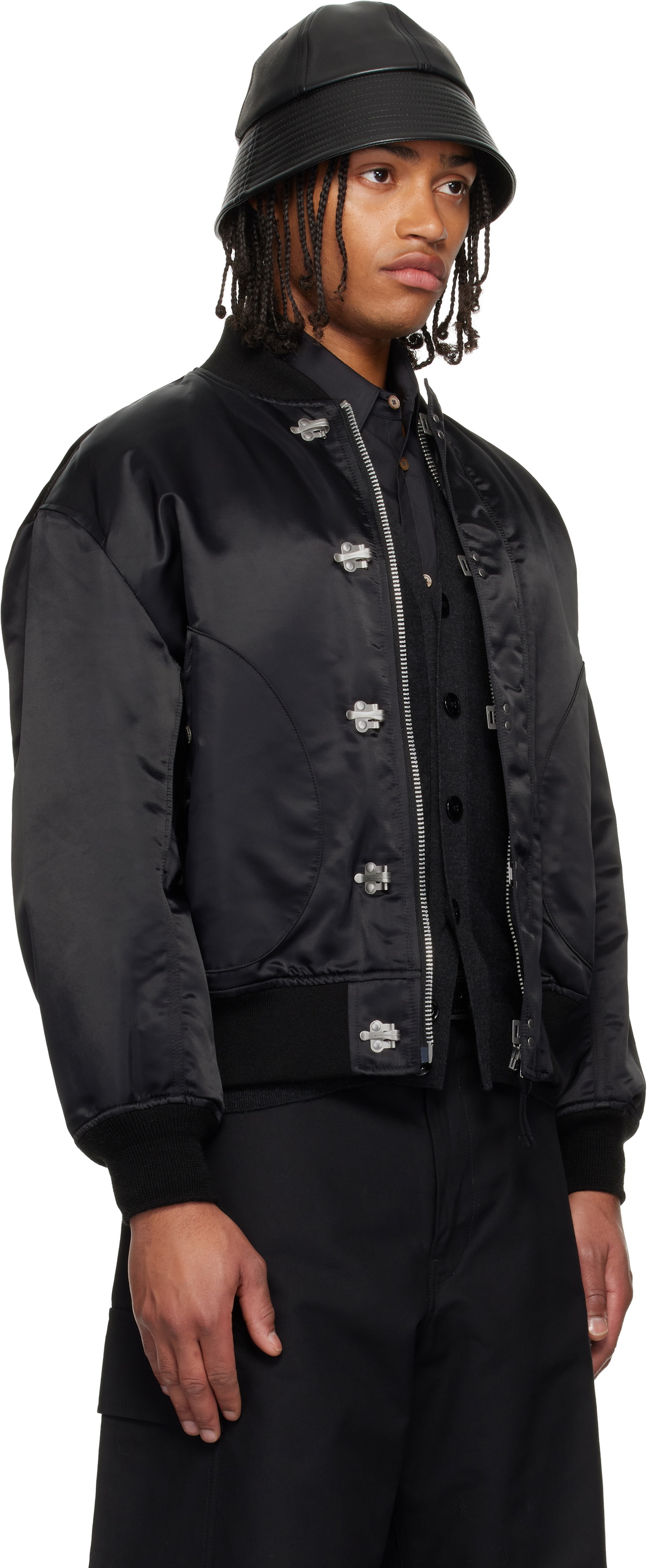Comme des Garçons Homme Black Double Twill Bomber Jacket