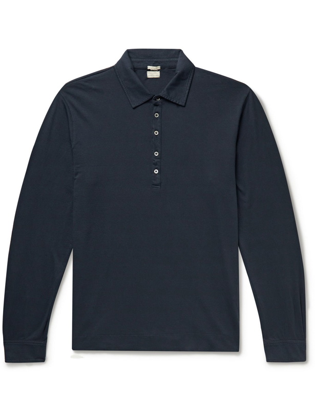 Photo: Massimo Alba - Cotton and Cashmere-Blend Polo Shirt - Blue