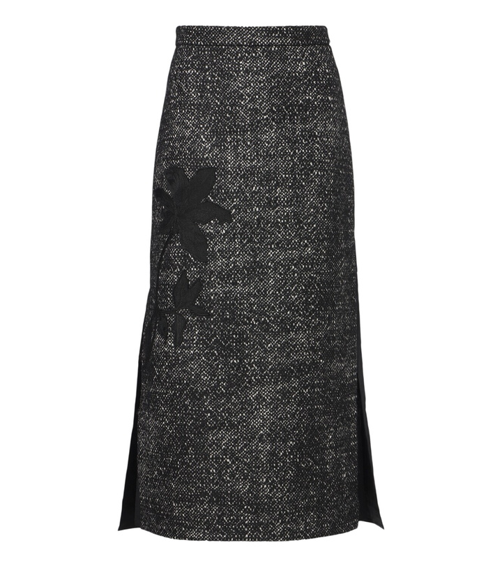 Photo: Erdem Embroidered wool-blend midi skirt
