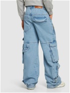 GCDS - 32cm Loose Cotton Denim Cargo Jeans